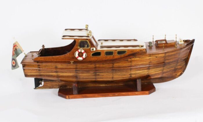 large vintage wooden model of a yacht 1950s 11