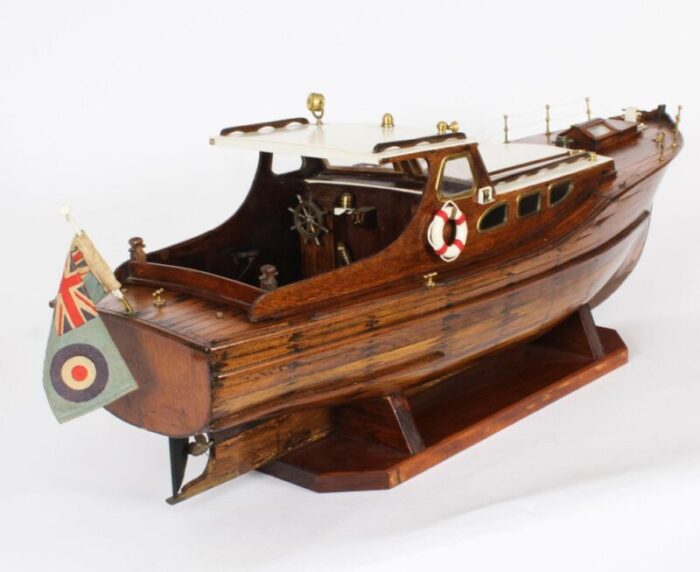 large vintage wooden model of a yacht 1950s 13