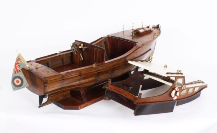 large vintage wooden model of a yacht 1950s 16