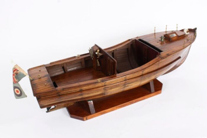 large vintage wooden model of a yacht 1950s 17