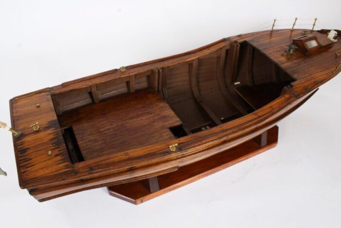 large vintage wooden model of a yacht 1950s 18