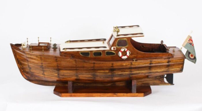 large vintage wooden model of a yacht 1950s 2