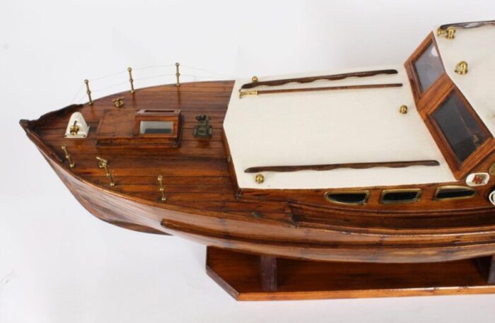 large vintage wooden model of a yacht 1950s 3