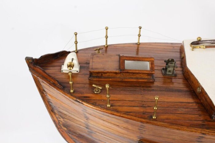 large vintage wooden model of a yacht 1950s 4