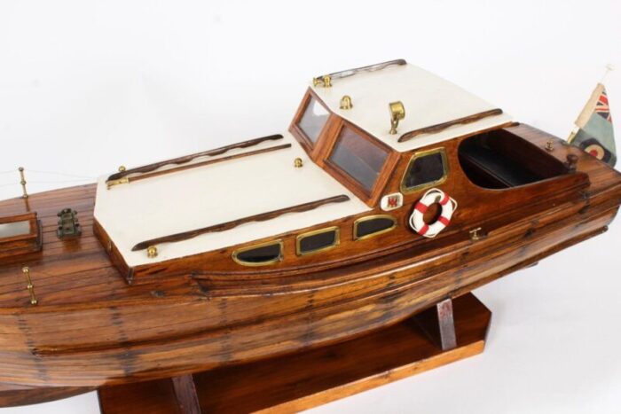 large vintage wooden model of a yacht 1950s 5