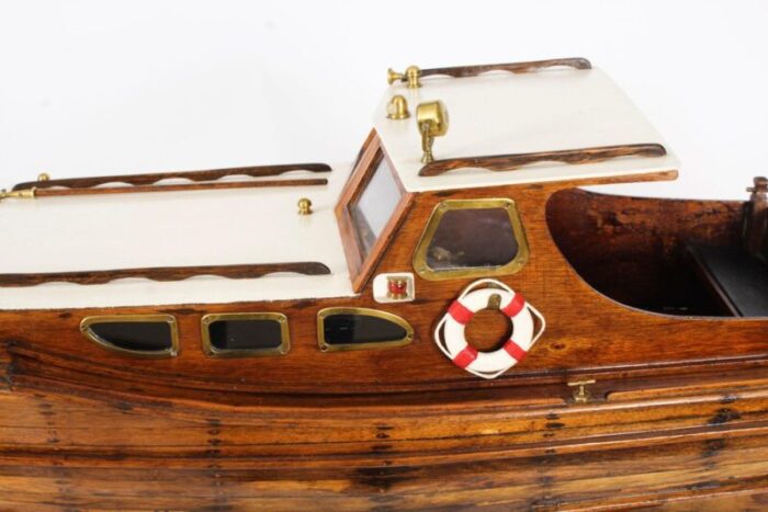 large vintage wooden model of a yacht 1950s 6