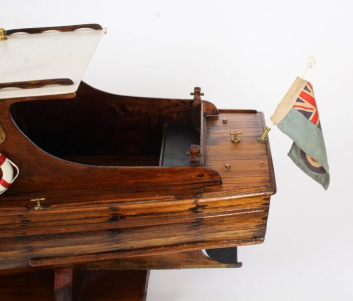 large vintage wooden model of a yacht 1950s 7