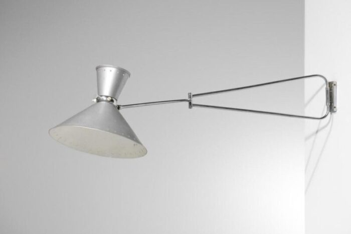 large wall lamp in chrome plated metal from lunel 1960s 1371