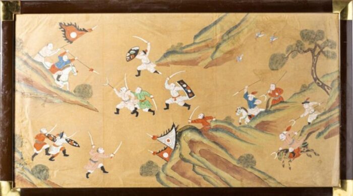 late 18th century chinese battle scene and hunting scene set of 2 5