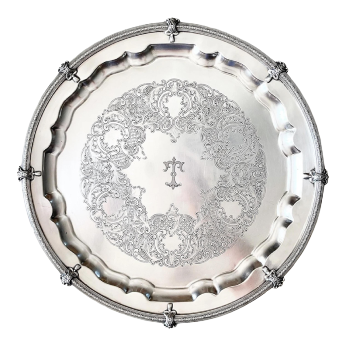 late 19th century birks baronial plate montfort round silver plate tray 5967