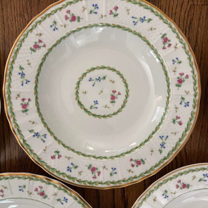 late 20th century bernardaud limoges france artois vert floral rim soup bowls set of 8 1125