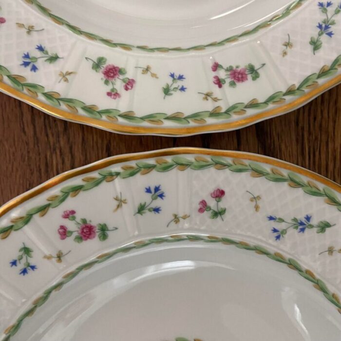 late 20th century bernardaud limoges france artois vert floral rim soup bowls set of 8 1847