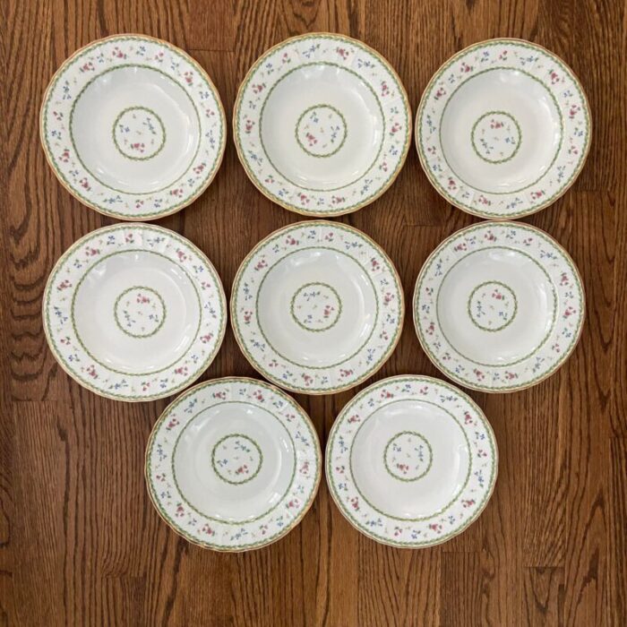 late 20th century bernardaud limoges france artois vert floral rim soup bowls set of 8 8281