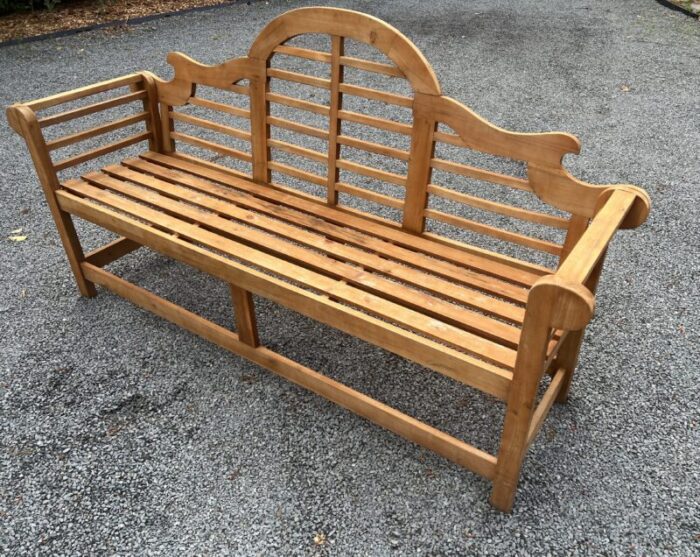 late 20th century lutyens style teak garden bench 2524