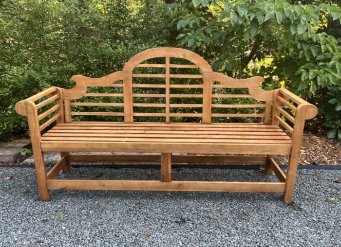 late 20th century lutyens style teak garden bench 8314