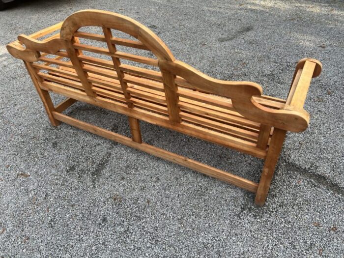 late 20th century lutyens style teak garden bench 8523