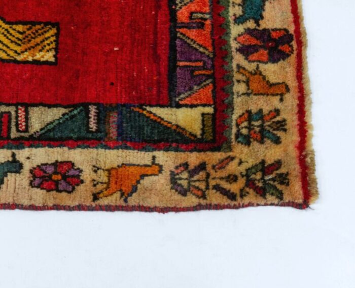 late 20th century middle eastern hand knotted wool tiger pictorial tribal red rug 6