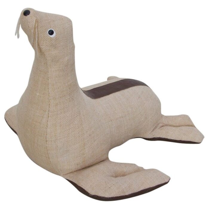 leather and jute therapeutic toy seal by renate muller 1970s 1