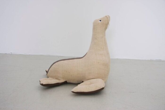 leather and jute therapeutic toy seal by renate muller 1970s 3