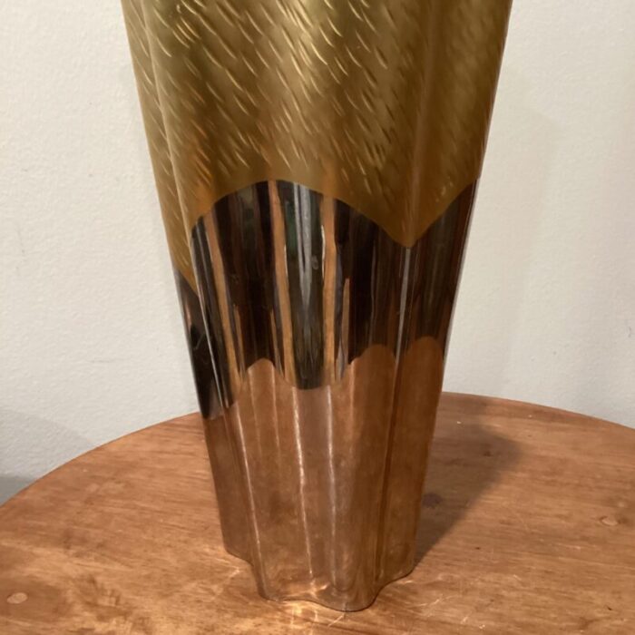 lobjet handcrafted fluted vase dualite in hand forged stainless steel and 24 k gold finish france 2283