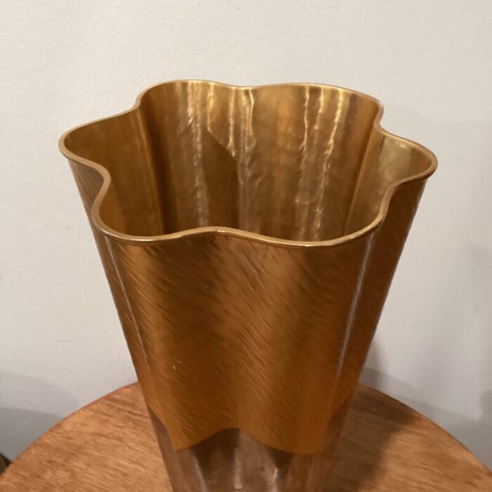 lobjet handcrafted fluted vase dualite in hand forged stainless steel and 24 k gold finish france 4562