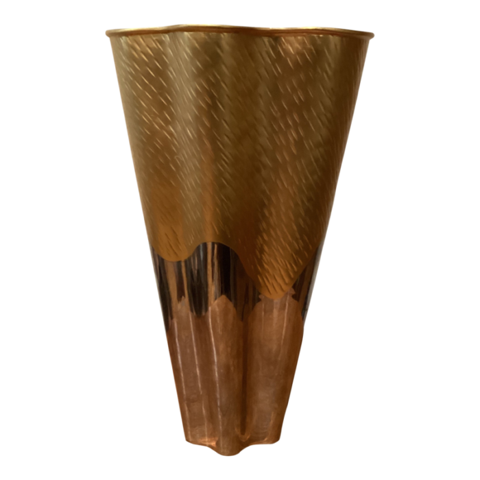 lobjet handcrafted fluted vase dualite in hand forged stainless steel and 24 k gold finish france 4664