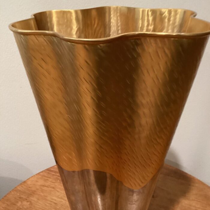 lobjet handcrafted fluted vase dualite in hand forged stainless steel and 24 k gold finish france 5077