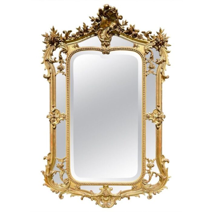 louis xv rocaille style reservoir mirror in gilt wood and gilt plaster 1