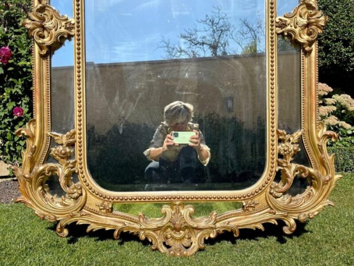 louis xv rocaille style reservoir mirror in gilt wood and gilt plaster 7