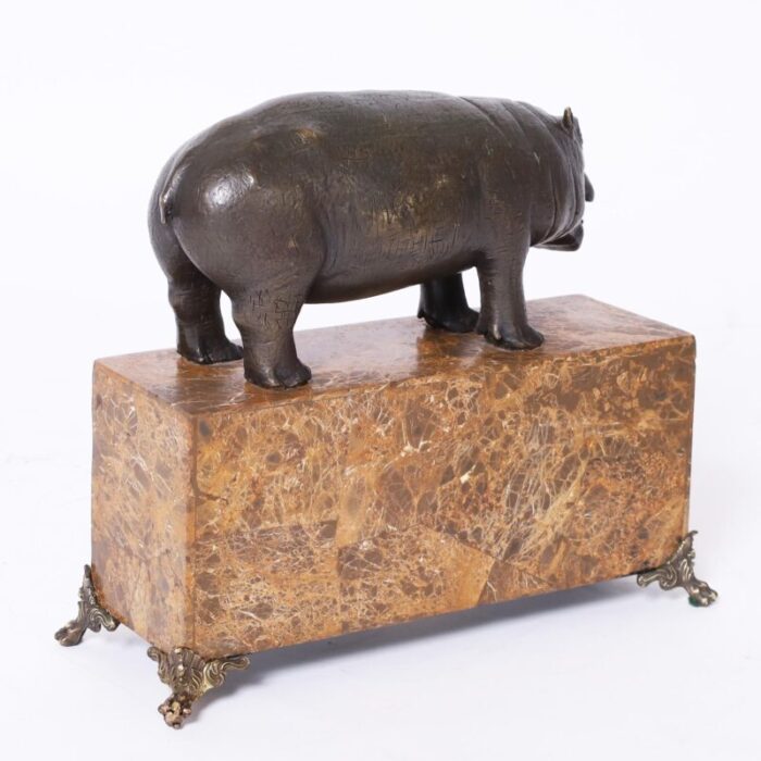 maitland smith bronze hippopotamus on a marble jewelry box 6009