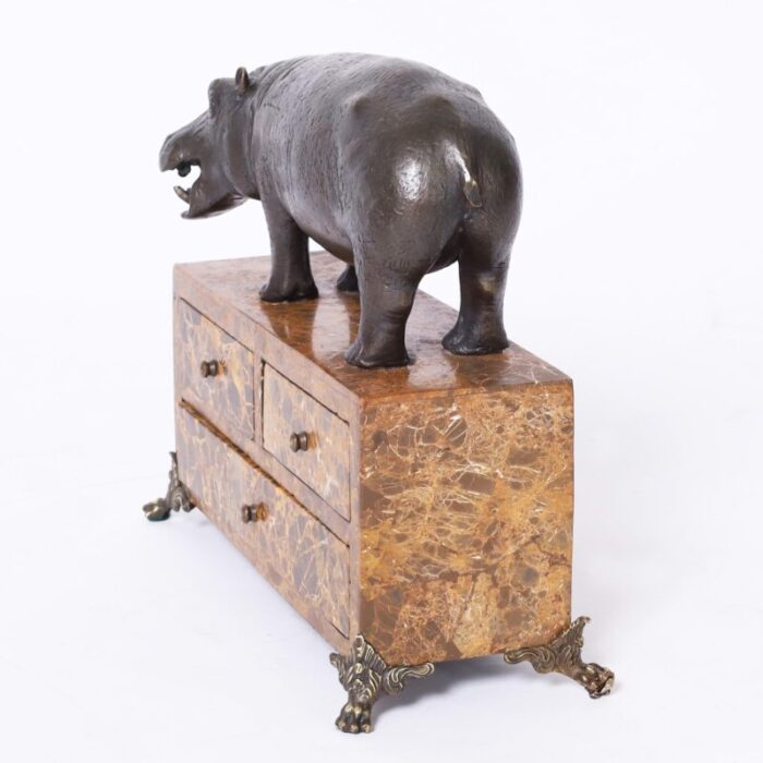 maitland smith bronze hippopotamus on a marble jewelry box 6250