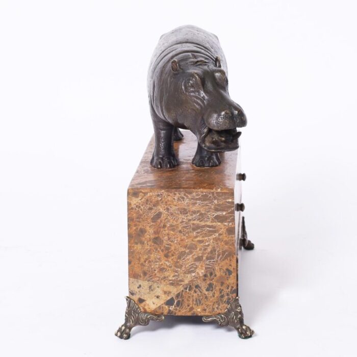 maitland smith bronze hippopotamus on a marble jewelry box 6416