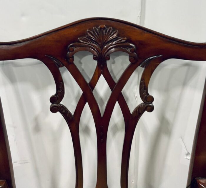 maitland smith mahogany chippendale side dining arm chair 6521