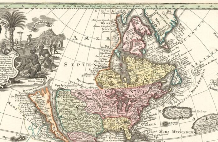 map of the americas with california as an island 1700s 4