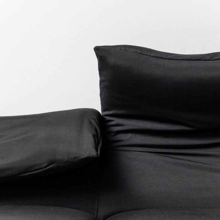 maralunga sofa in black fabric by vico magistretti for cassina 1970s 0014