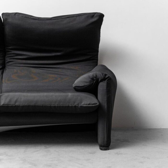 maralunga sofa in black fabric by vico magistretti for cassina 1970s 3044