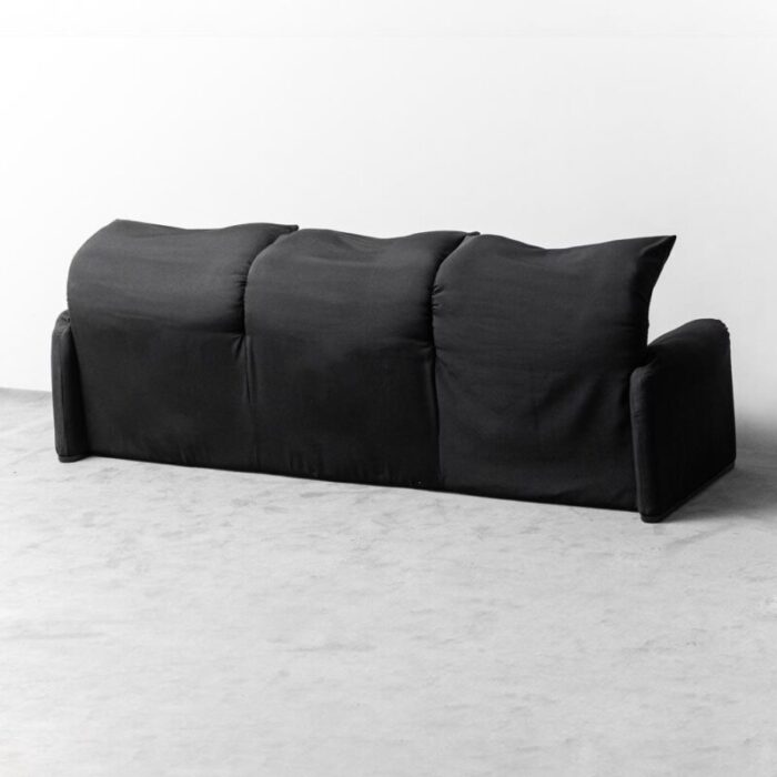 maralunga sofa in black fabric by vico magistretti for cassina 1970s 3467