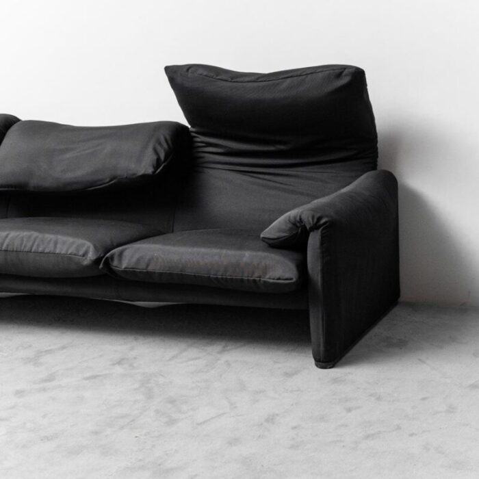 maralunga sofa in black fabric by vico magistretti for cassina 1970s 4893