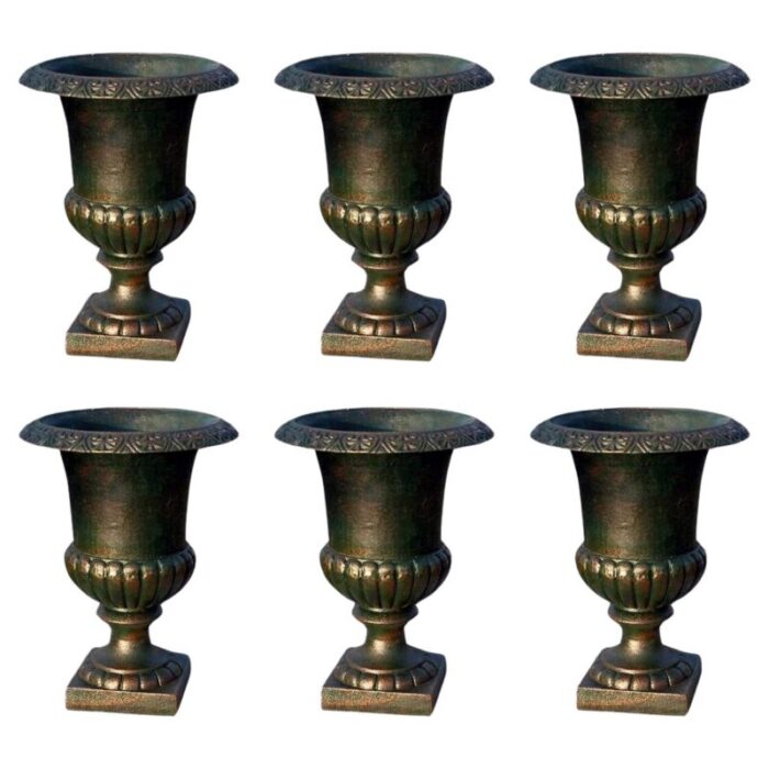 medici vases in cast iron 20th century set of 6 1