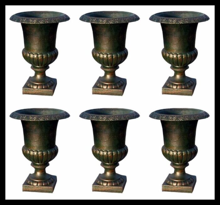 medici vases in cast iron 20th century set of 6 4