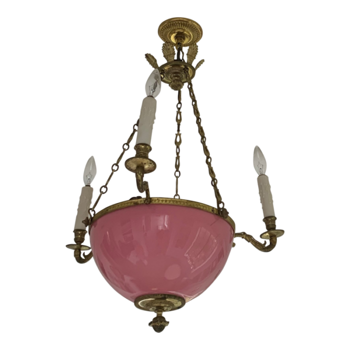 mid 19th century french bronze and pink chandelier 1921