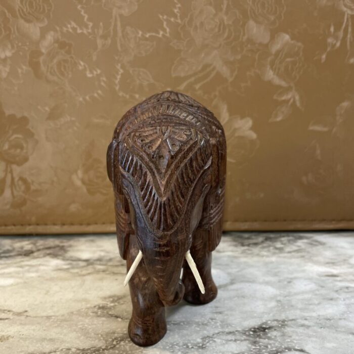 mid 19th century hand carved indian elephant with intricate carved details 4093