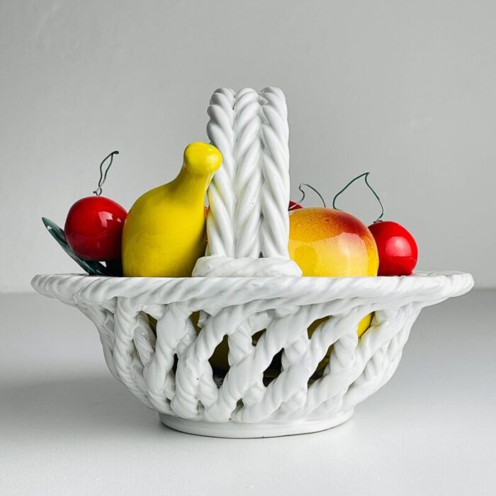 mid 20th century italian ceramic fruit basket 1970s 1375