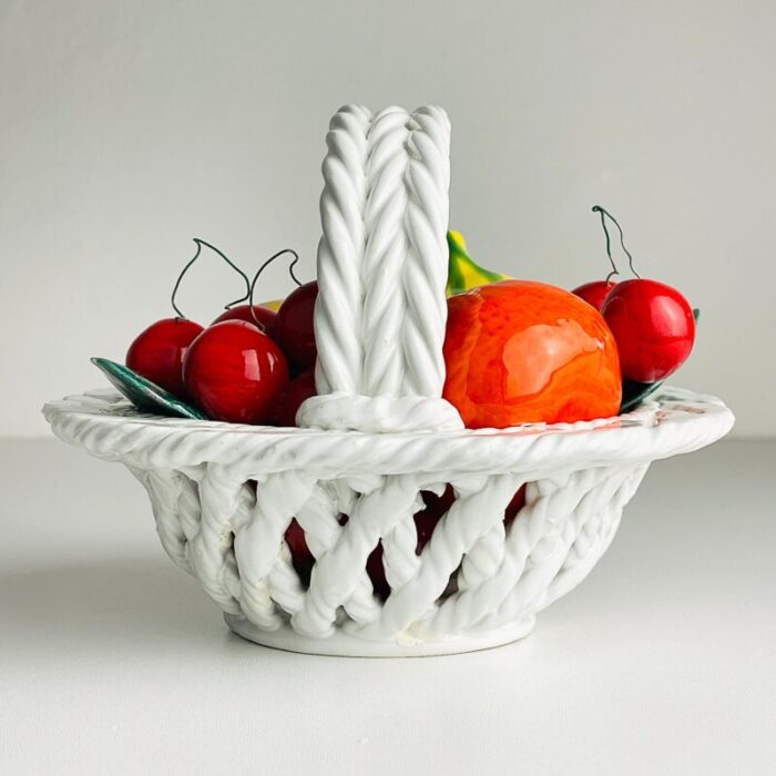 mid 20th century italian ceramic fruit basket 1970s 2347