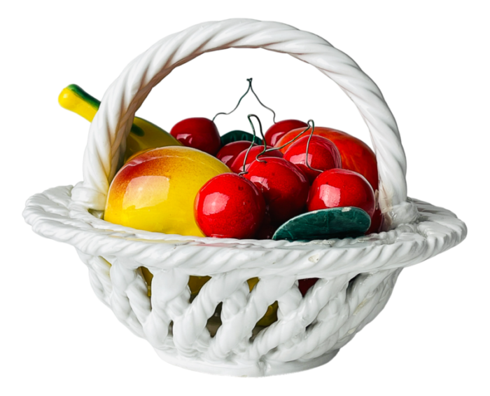 mid 20th century italian ceramic fruit basket 1970s 3541