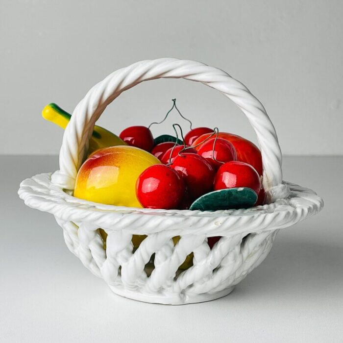 mid 20th century italian ceramic fruit basket 1970s 4761