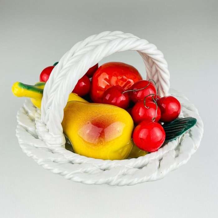 mid 20th century italian ceramic fruit basket 1970s 5336