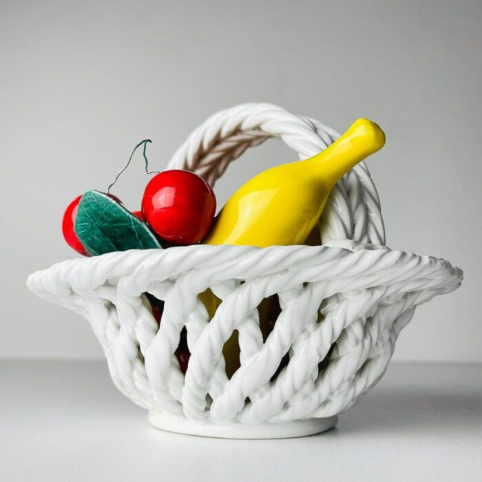 mid 20th century italian ceramic fruit basket 1970s 5405