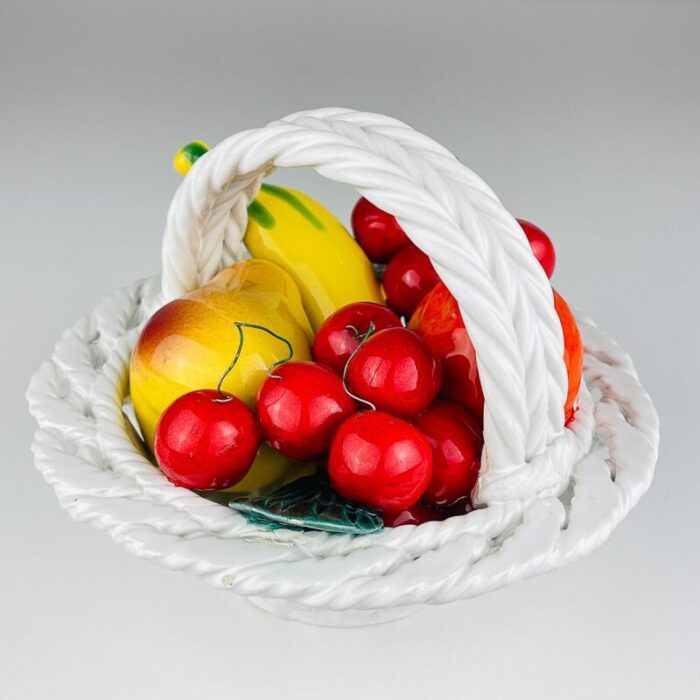 mid 20th century italian ceramic fruit basket 1970s 6268