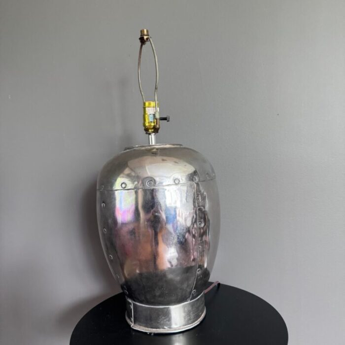 mid 20th century modern riveted metal lamp 0331